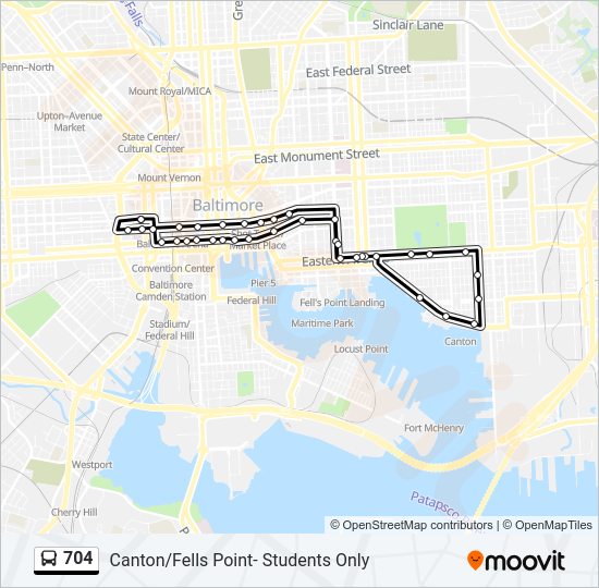 704 Bus Line Map