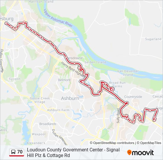 70 bus Line Map