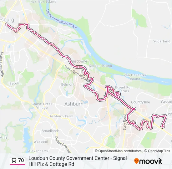 70 Bus Line Map