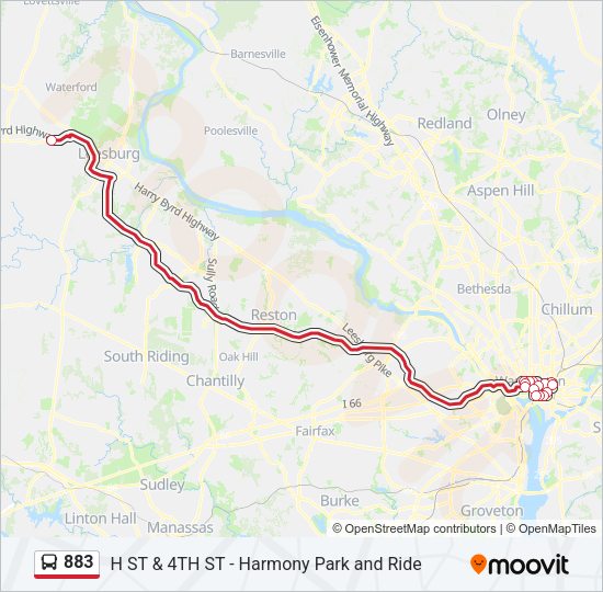 883 Bus Line Map