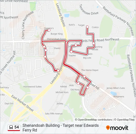 54 Bus Line Map