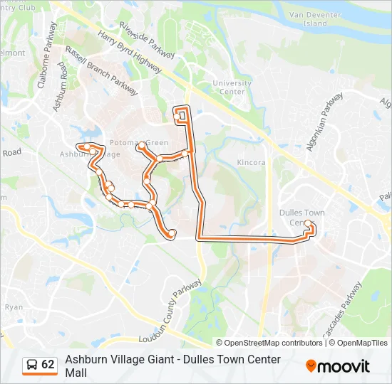 62 Bus Line Map