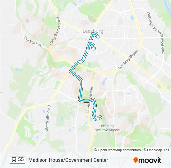 55 Bus Line Map