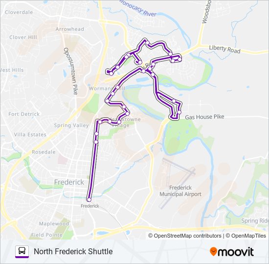 Mapa de NORTH FREDERICK SHUTTLE de autobús