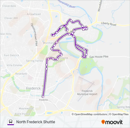 NORTH FREDERICK SHUTTLE Bus Line Map