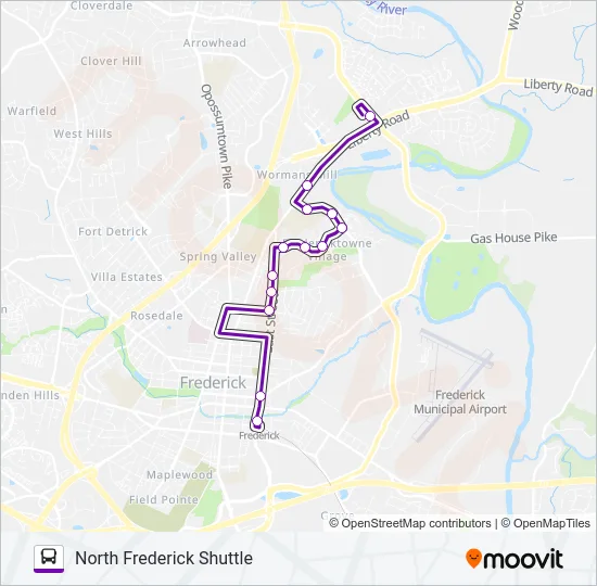 NORTH FREDERICK SHUTTLE Bus Line Map