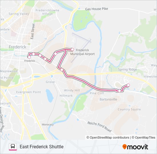 Mapa de EAST FREDERICK SHUTTLE de autobús
