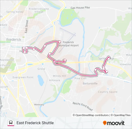 EAST FREDERICK SHUTTLE Bus Line Map