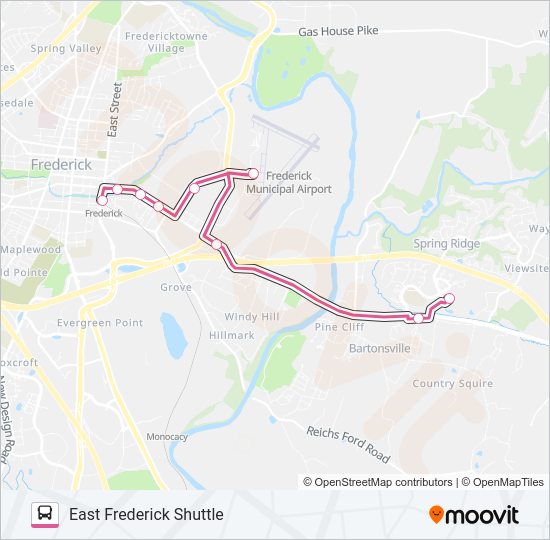 EAST FREDERICK SHUTTLE Bus Line Map