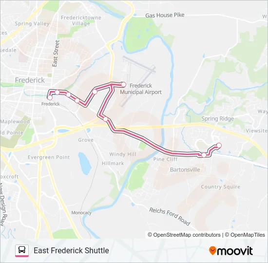 EAST FREDERICK SHUTTLE Bus Line Map