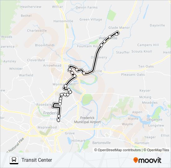 Mapa de WALKERSVILLE MEET-THE-MARC SHUTTLE de autobús