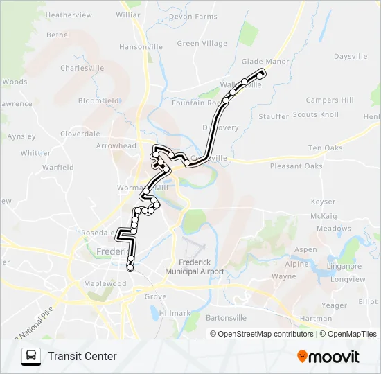 WALKERSVILLE MEET-THE-MARC SHUTTLE Bus Line Map