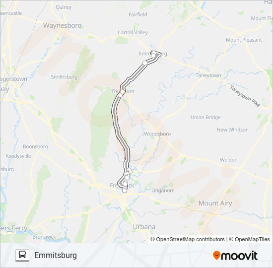Mapa de EMMITSBURG THURMONT SHUTTLE de autobús