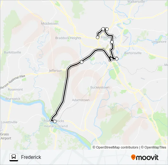 POINT OF ROCKS MEET-THE-MARC SHUTTLE Bus Line Map