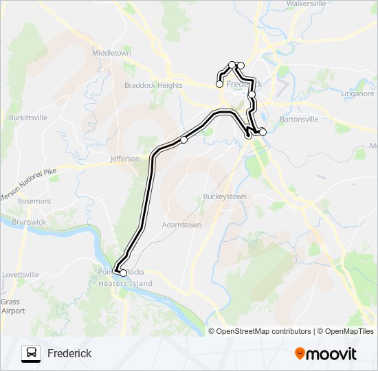 POINT OF ROCKS MEET-THE-MARC SHUTTLE bus Line Map