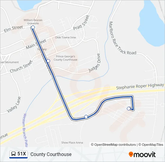 51X Bus Line Map