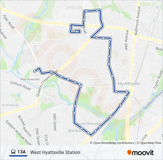 13A Bus Line Map