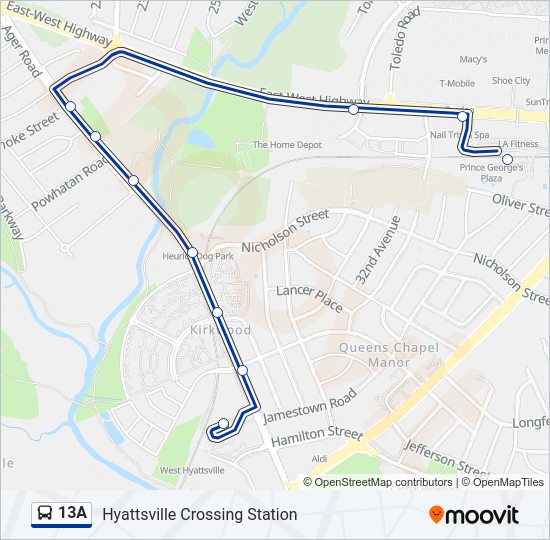 13A Bus Line Map