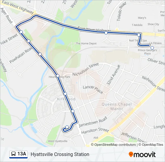 13A Bus Line Map