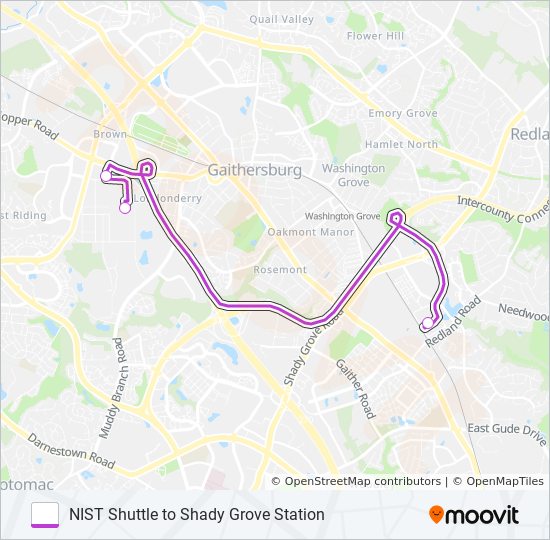 Mapa de NIST SHUTTLE de autobús