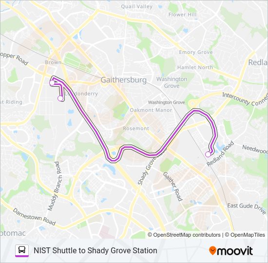 NIST SHUTTLE Bus Line Map