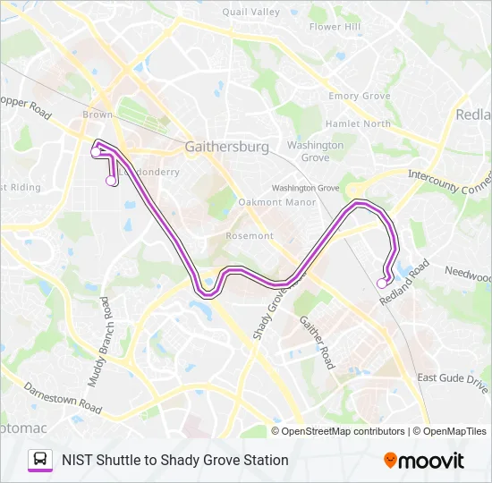 NIST SHUTTLE Bus Line Map