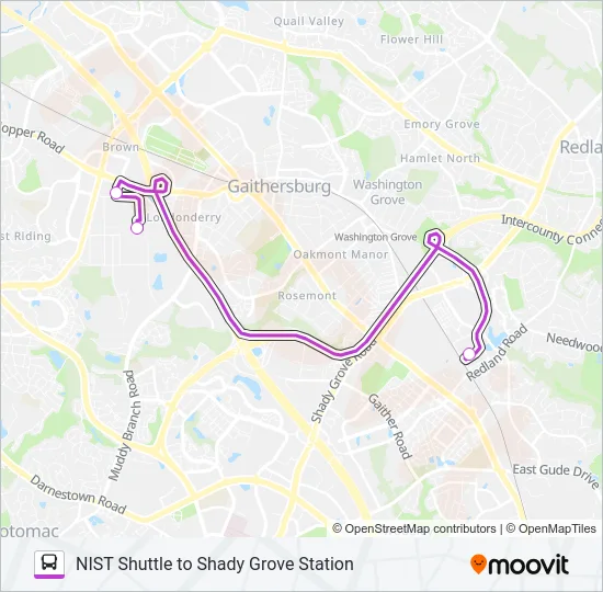 NIST SHUTTLE Bus Line Map