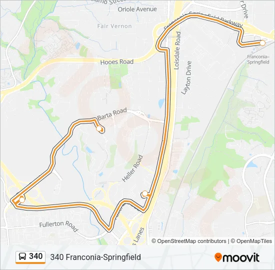 340 Bus Line Map