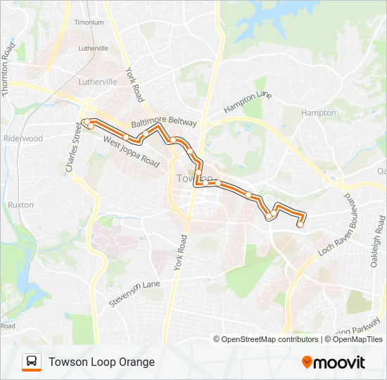 TOWSON ORANGE Bus Line Map