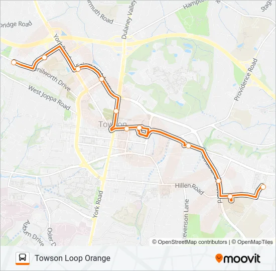 TOWSON ORANGE Bus Line Map