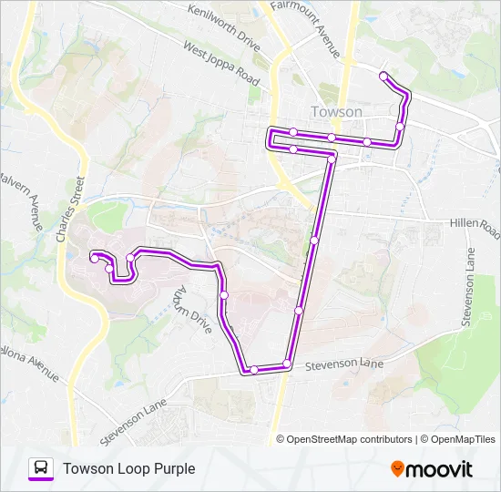 TOWSON PURPLE Bus Line Map