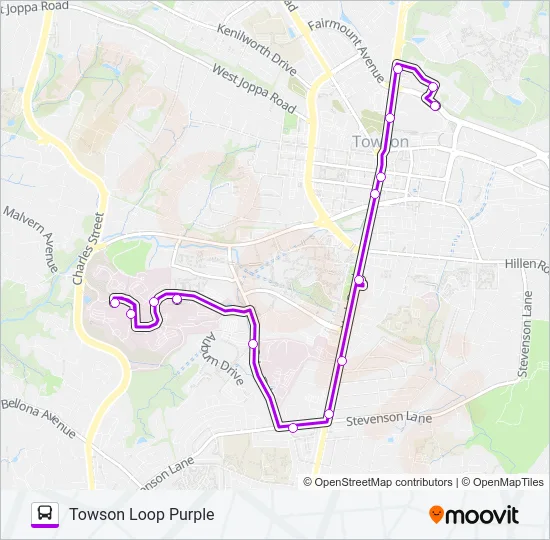 TOWSON PURPLE Bus Line Map