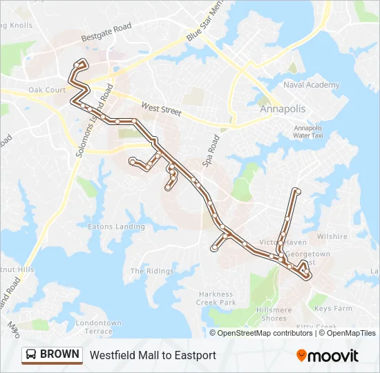 Annapolis Towne Center Map Brown Route: Schedules, Stops & Maps - Westfield Mall (Updated)