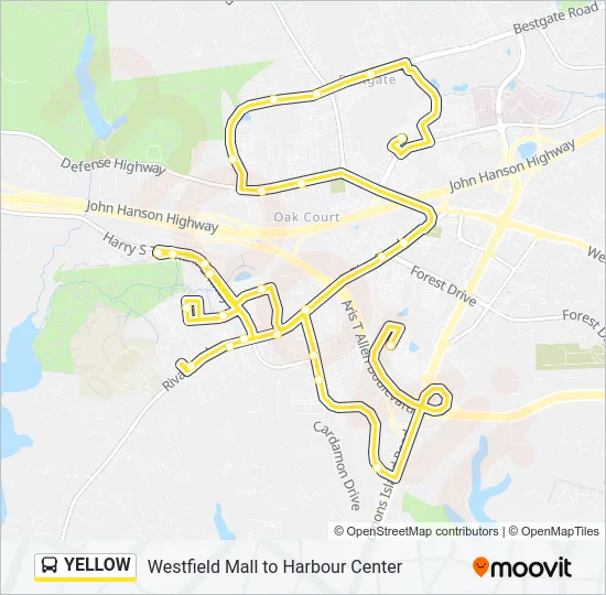 YELLOW Bus Line Map