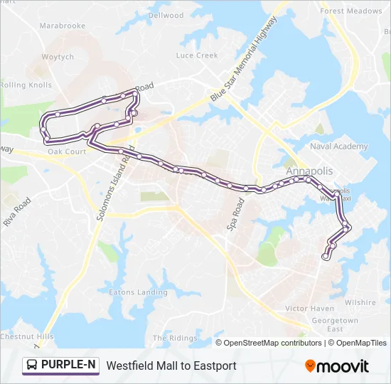 PURPLE-N Bus Line Map