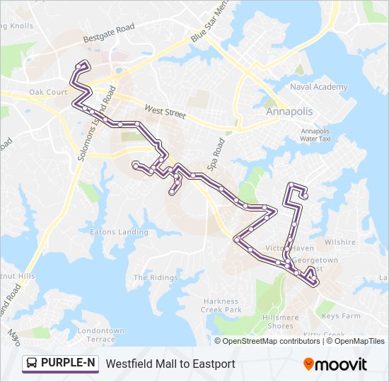 PURPLE-N Bus Line Map