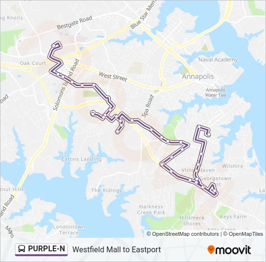 PURPLE-N Bus Line Map