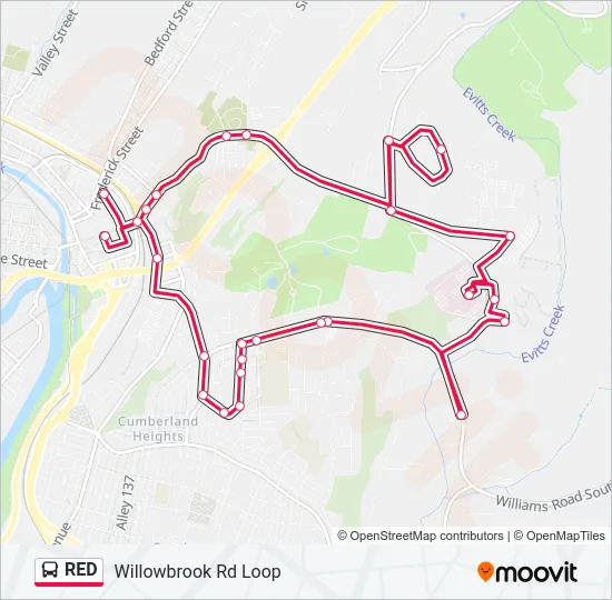 RED Bus Line Map