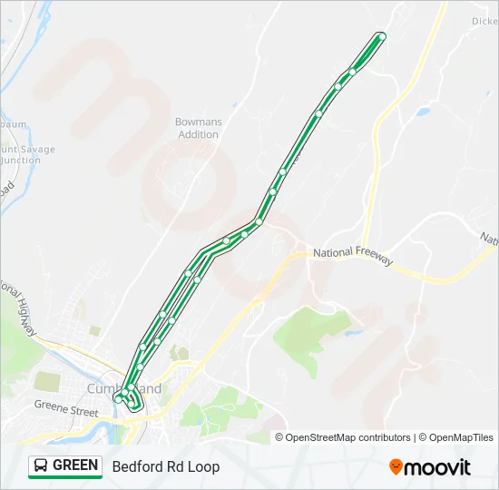 GREEN Bus Line Map