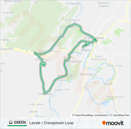 GREEN Bus Line Map