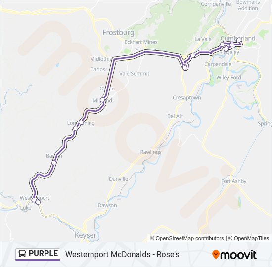 PURPLE Bus Line Map