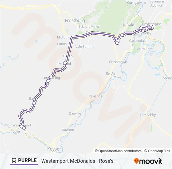 PURPLE Bus Line Map