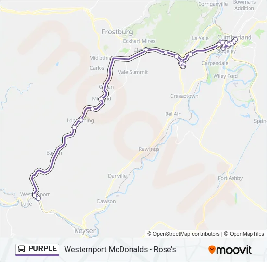 PURPLE Bus Line Map