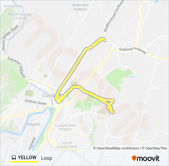 YELLOW Bus Line Map