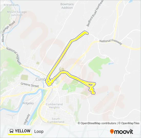 YELLOW Bus Line Map