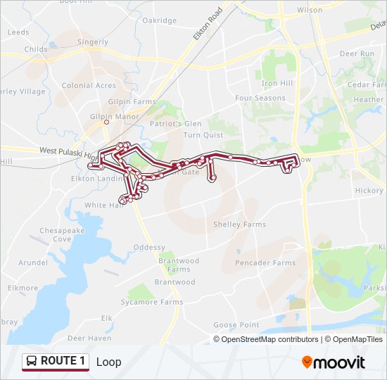 ROUTE 1 Bus Line Map