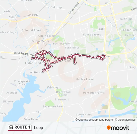 ROUTE 1 Bus Line Map