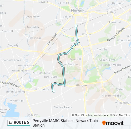 ROUTE 5 Bus Line Map