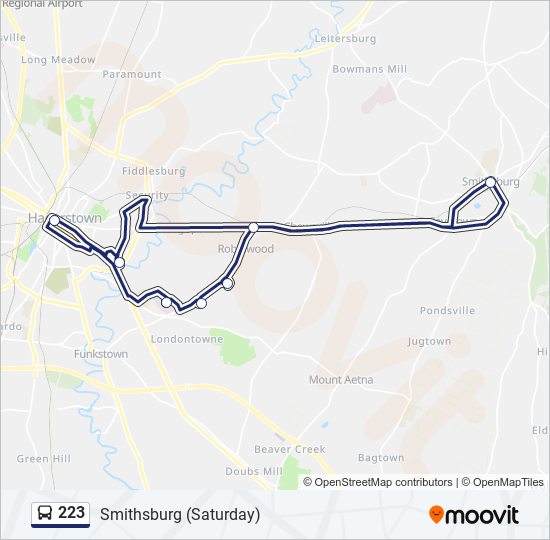 223 bus Line Map