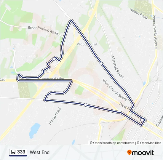 333 Bus Line Map